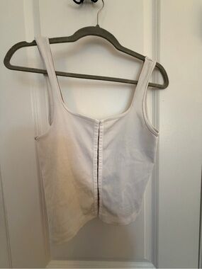 Abercrombie & Fitch Cream Ribbed Tank with Center Seam